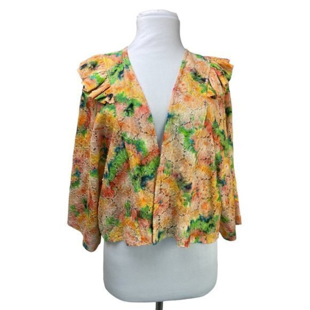 Anthropologie Tie Dye Multicolored Lace Jacket Sweater One Size ⭐️